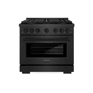 ZLINE 36" Paramount Gas Range, Convection Gas Oven, Black Satin Stainless Steel, Brass Burners SGRBS-BR-36