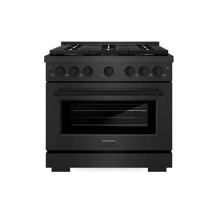 ZLINE 36" Paramount Gas Range, Convection Gas Oven, Black Satin Stainless Steel SGRBS-36
