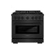 ZLINE 36" Paramount Gas Range, Convection Gas Oven, Black Satin Stainless Steel, Brass Burners SGRBS-BR-36