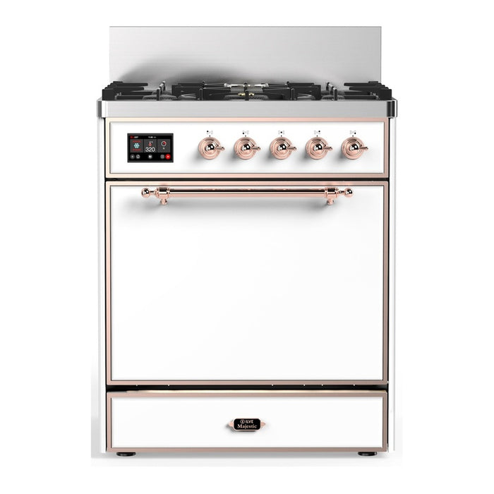 ILVE Majestic III 30" Dual Fuel Range, White Copper Trim UM30QNR3WHP
