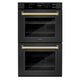 ZLINE 30"Professional True Convection Double Wall Oven, Air Fry, Self Clean Black Stainless Steel, Gold WADBZ-30-G