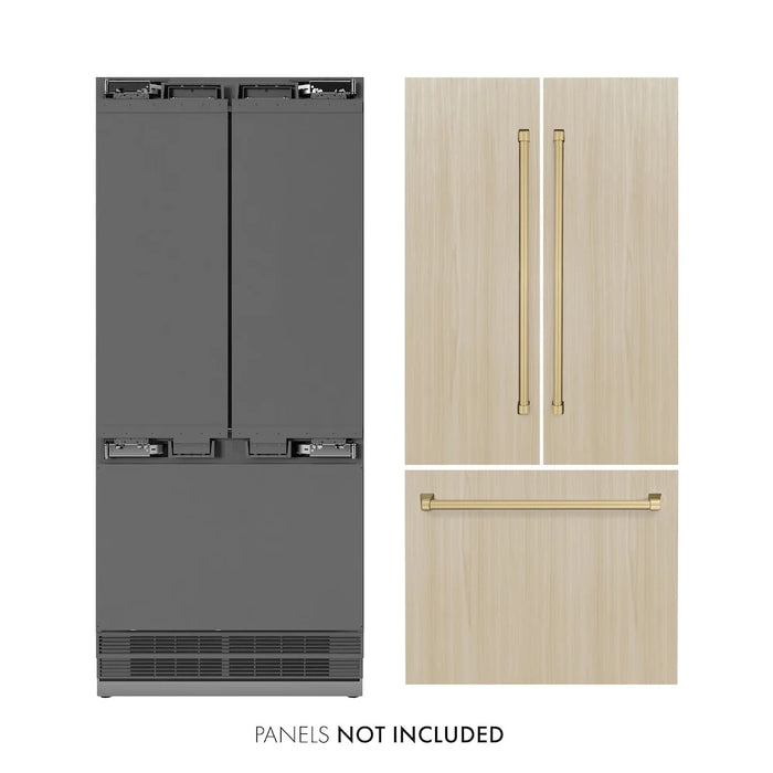 ZLINE Autograph Edition 36" Panel Ready French Door Built-In Bottom Freezer Refrigerator SRBIVZ-36-CB