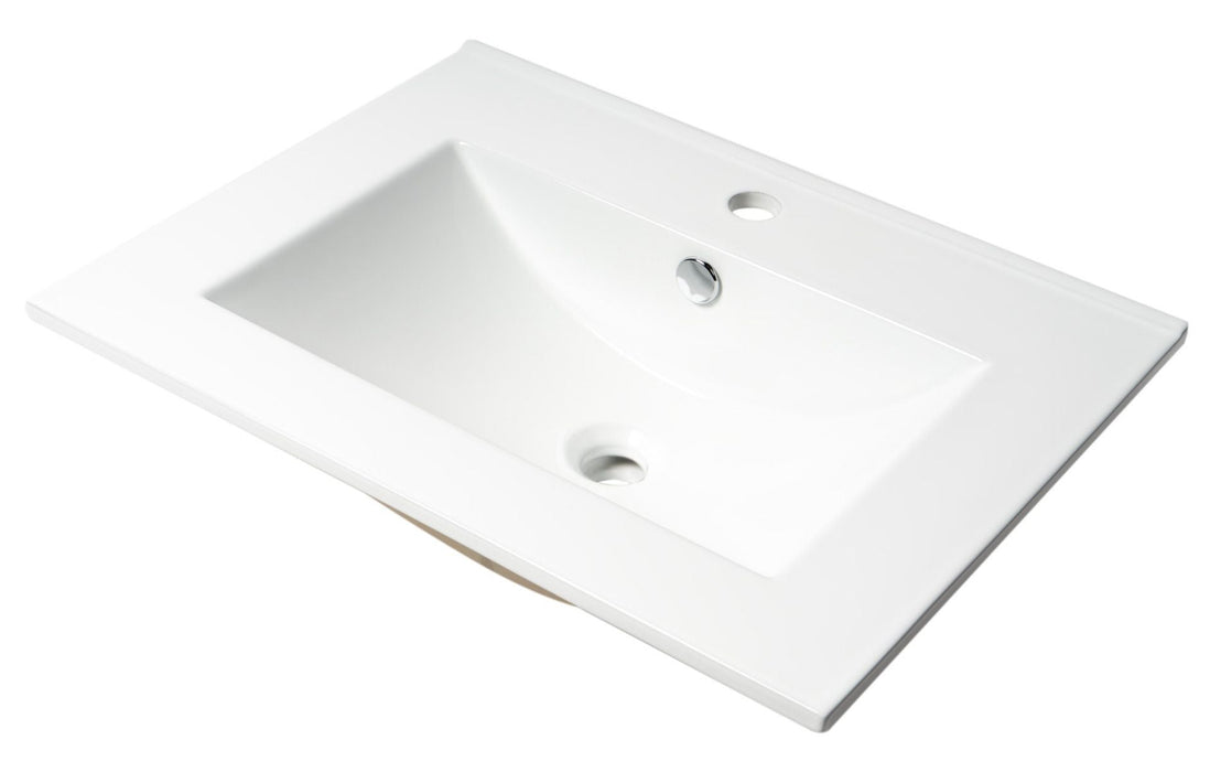 ALFI brand White 25" Rectangular Drop In Ceramic Sink, Faucet Hole ABC803
