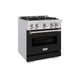 ZLINE 30" Dual Fuel Range, Gas Cooktop, Electric Convection Oven Stainless Steel, Black Matte Door CDR-BLM-30