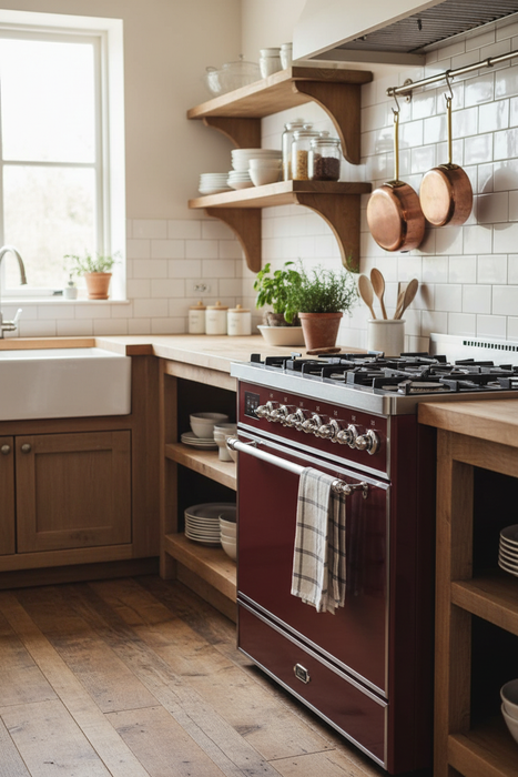 ILVE Majestic III 30" Dual Fuel Range Burgundy Chrome Trim UM30QNR3BUC