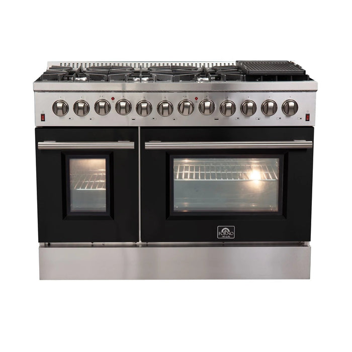 FORNO Galiano 48" Dual Fuel Range, Black, FFSGS6156-48BLK