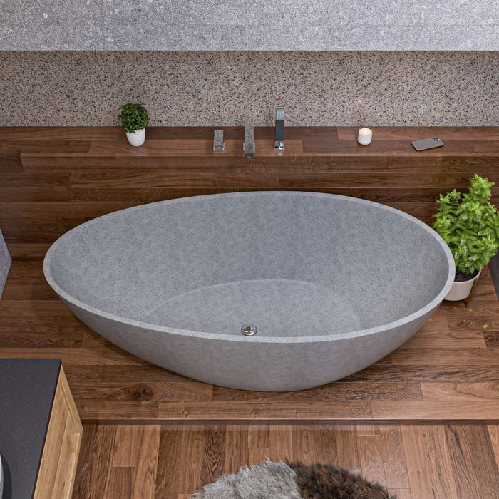 ALFI brand 72" Solid Concrete Tear Drop Freestanding Bathtub ABCO72TUB