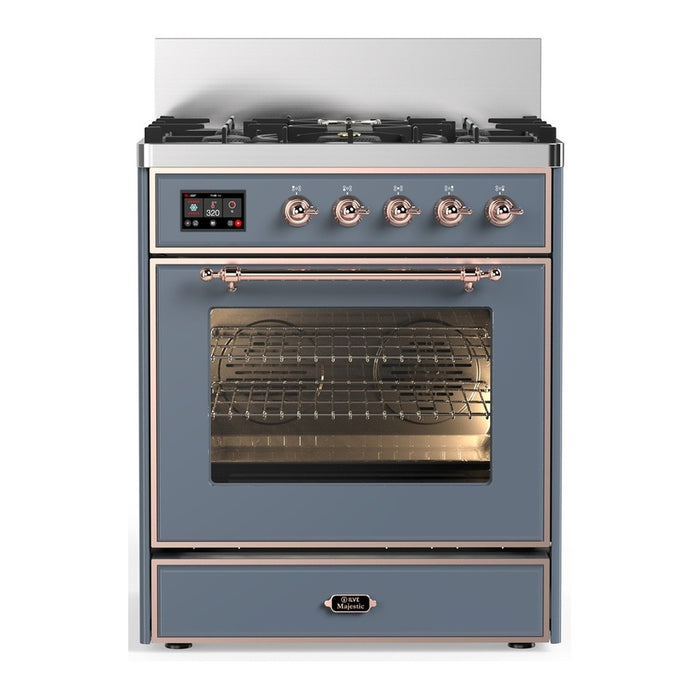 ILVE Majestic III 30" Dual Fuel Range Blue Grey, Copper Trim UM30NR3BGP