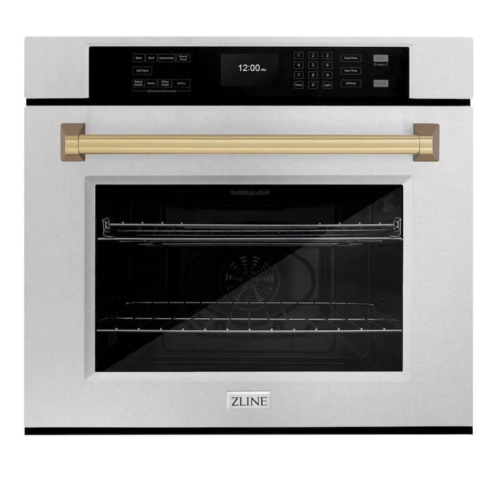 ZLINE 30"Professional True Convection Single Wall Oven, Air Fry, Self Clean, DuraSnow® Champagne Bronze WASSZ-30-CB