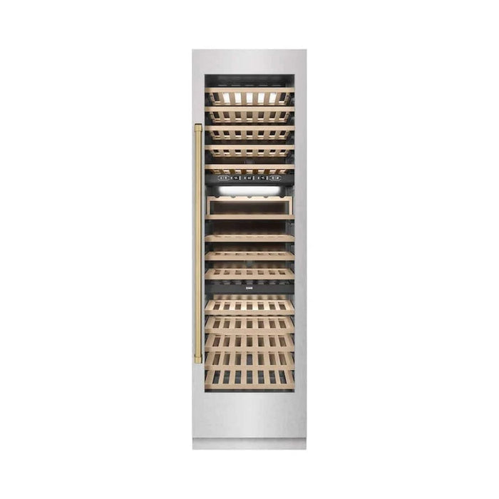 ZLINE 24"Triple Zone 100 Bottle Column Wine Cooler, DuraSnow®  Stainless Steel Champagne Bronze RCWVZ-SN-24-CB