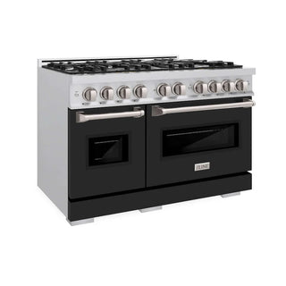 ZLINE 48"Classic Gas Range, Convection Gas Oven, Stainless Steel, Black Matte Door CGR-BLM-48