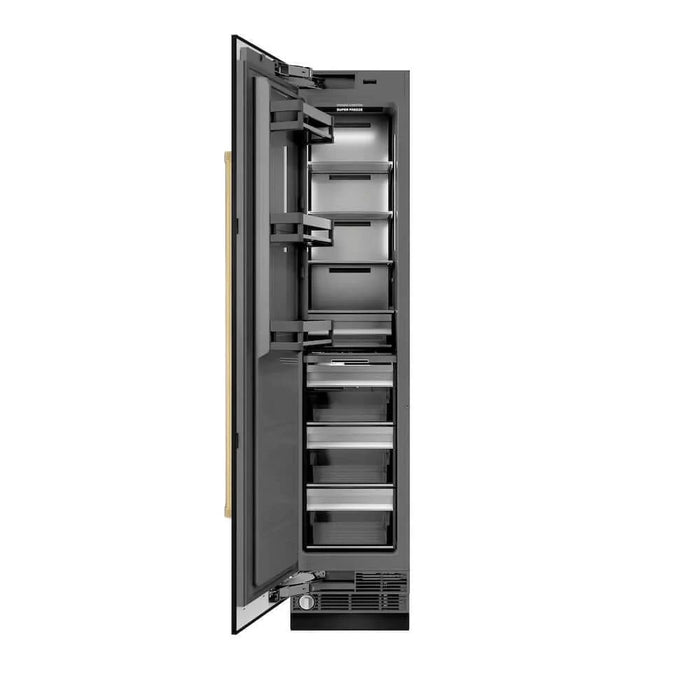 ZLINE 18" Left Hinge Column Freezer Black Stainless Steel, Graphite Gray Interior Polished Gold RCFVLZ-BS-18-G