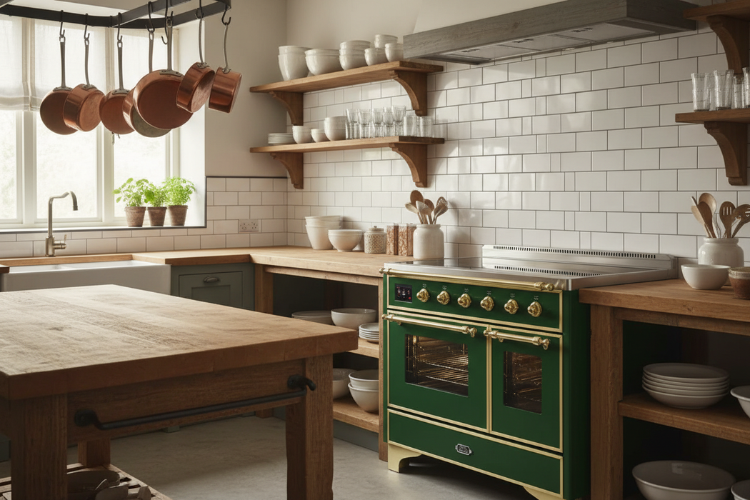 ILVE Majestic II 40" Induction Range Emerald Green Brass Trim UMDI10NS3EGG