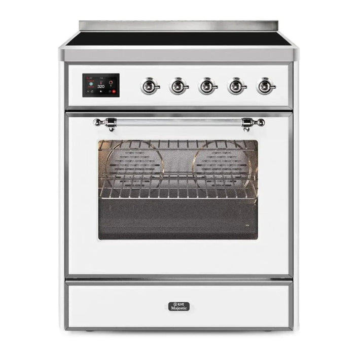 ILVE 30"Majestic II Induction Range, White, Chrome Trim UMI30NE3WHC