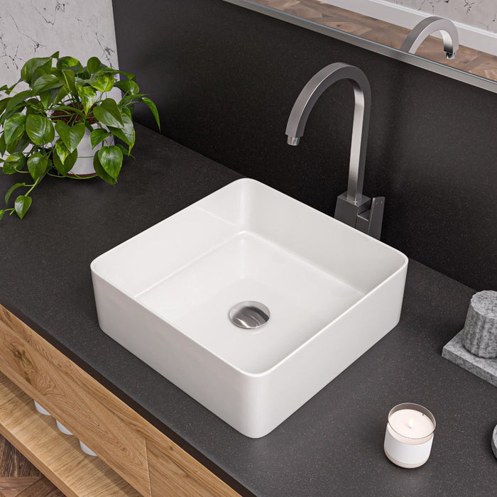 ALFI brand 16" Modern Square Above Mount Ceramic Sink ABC903