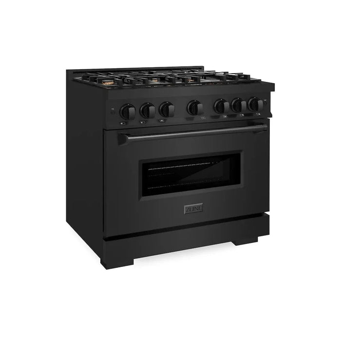 ZLINE 36" Classic Gas Range, Convection Gas Oven Black Stainless Steel Brass Burners, CGRB-BR-36