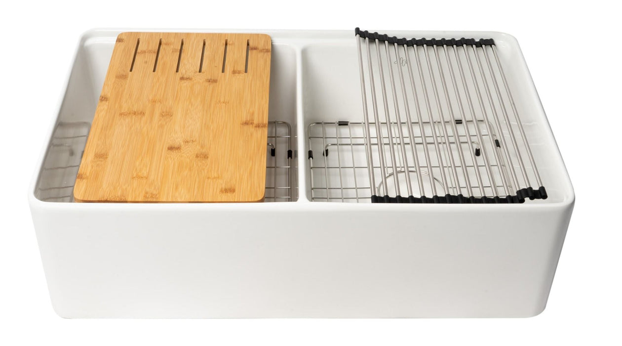 ALFI brand 33" Workstation Step Rim Fireclay Sink ABFS3320D