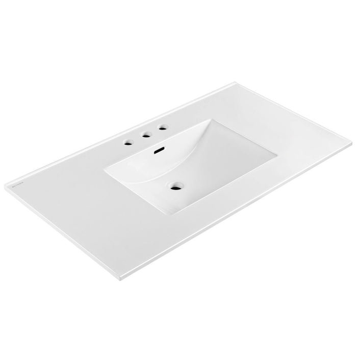 Whitehaus 43" Countertop Vanity Sink, Rect Bowl Widespread Faucet, Overflow WHCS4322-3H