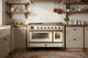 ILVE Majestic III 48" Dual Fuel, Range, Antique White, Burnished Trim UM48FSNR3AWB