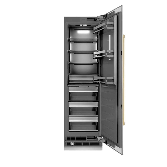 ZLINE 24" Column Refrigerator Stainless Steel, Graphite Gray Interior Champagne Bronze RCRVZ-30424-CB
