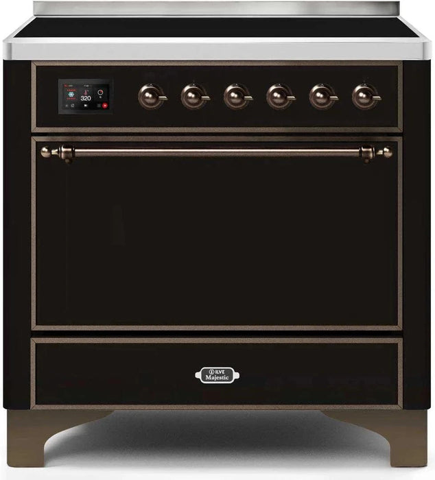 ILVE Majestic 36" Induction Range Glossy Black Bronze Trim UMI09QNS3BKB