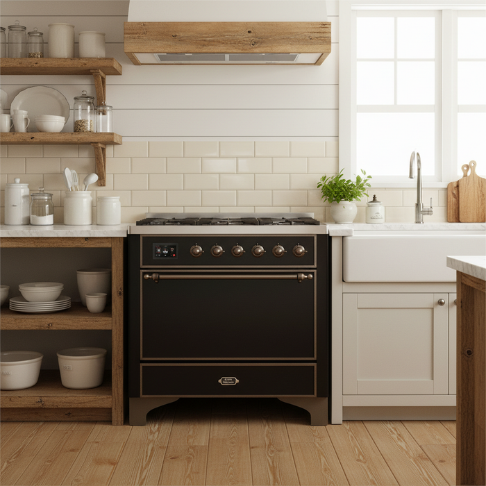 ILVE Majestic 36" Induction Range Glossy Black Bronze Trim UMI09QNS3BKB