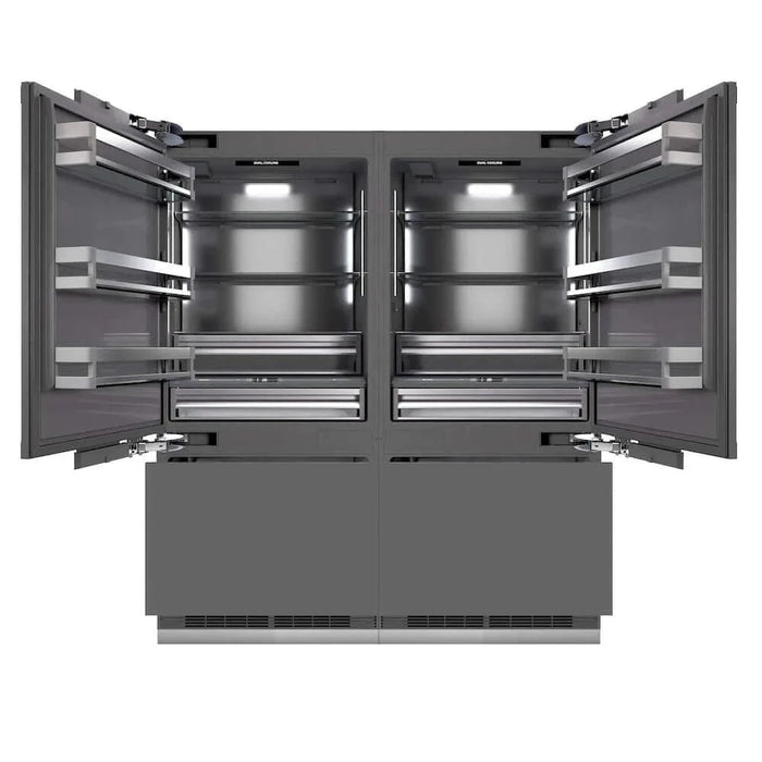 ZLINE 72" Panel Ready Built-In Bottom Freezer Refrigerator,Water Dispenser, Ice Maker,Graphite Gray Polished Gold GRBITZ-72-G