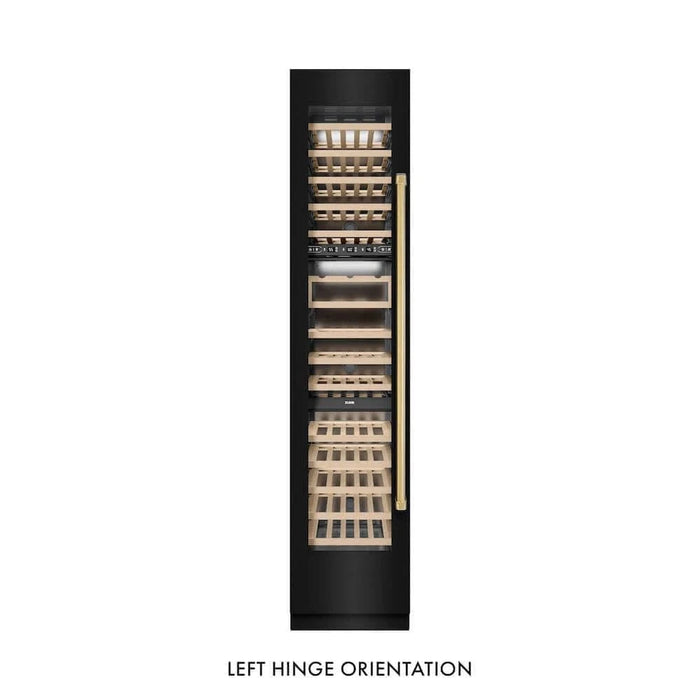 ZLINE 18"Triple Zone 68 Bottle Left Hinge Column Wine Cooler, Black Stainless Steel Polished Bronze RCWVLZ-BS-18-G