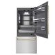 ZLINE 36" Built-In Bottom Freezer Refrigerator,Water Dispenser, Ice Maker, DuraSnow® Stainless Steel Graphite Gray Polished Gold GRBITZ-SN-36-G