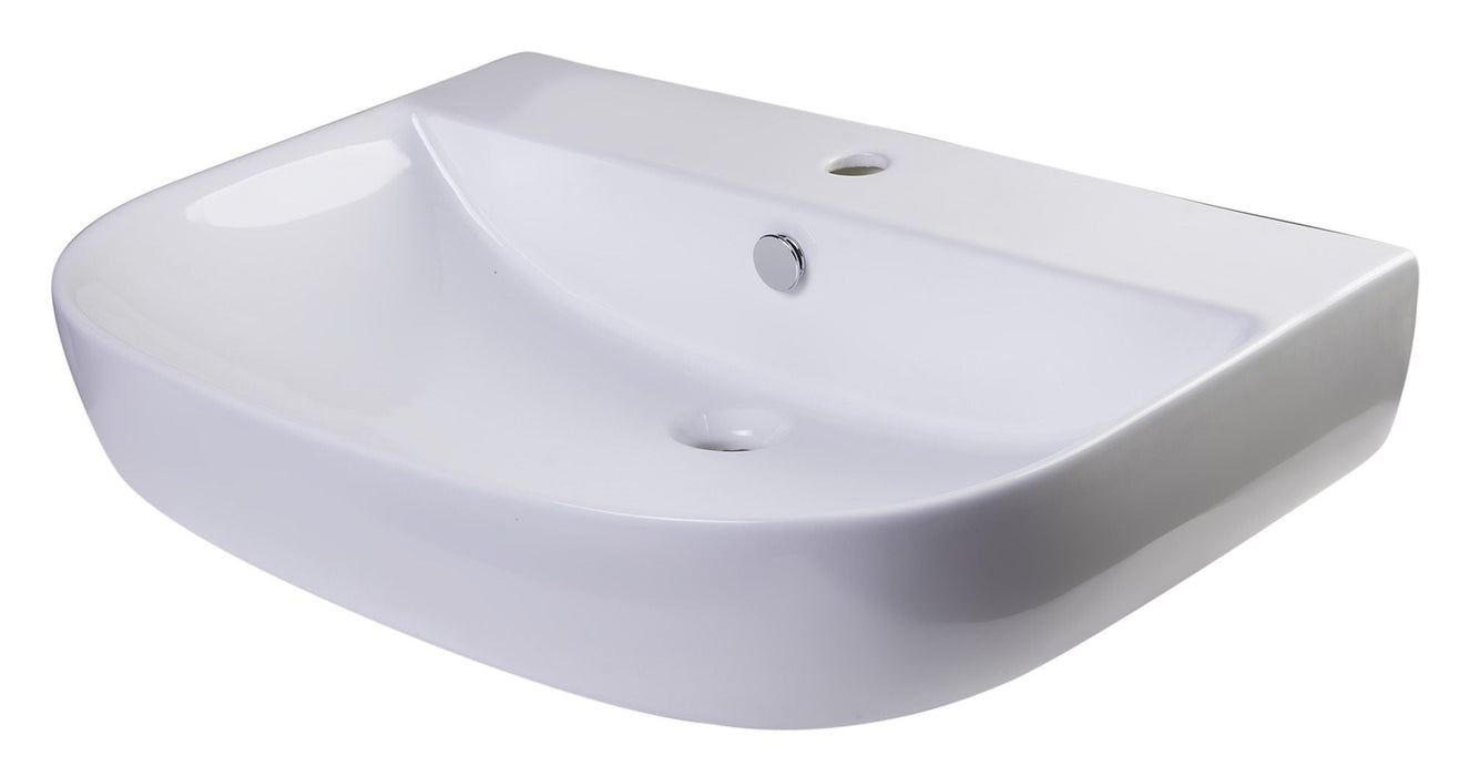 ALFI brand 28" White D-Bowl Porcelain Wall Mounted Bath Sink AB112