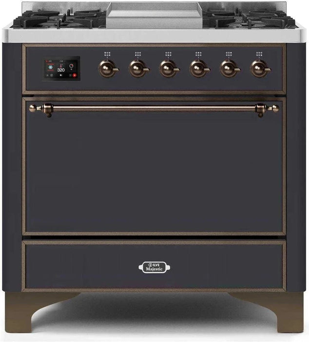 ILVE Majestic II 36" Dual Fuel Range Matte Graphite Bronze Trim UM09FDQNS3MGB
