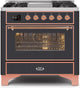 ILVE Majestic II 36" Liquid Propane Dual Fuel Range Matte Graphite Copper Trim UM09FDNS3MGPLP