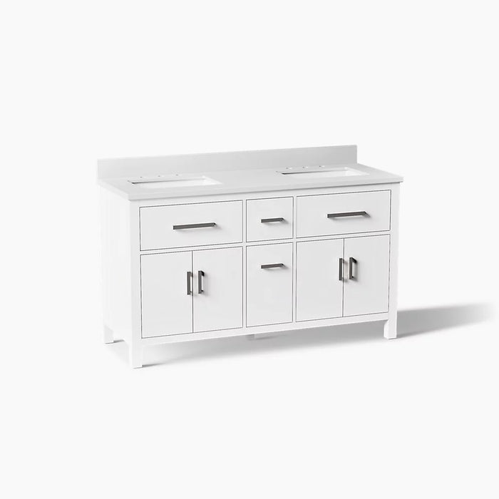 KOHLER Kresla 60" bathroom vanity cabinet, sinks, quartz top K-40641-BD1