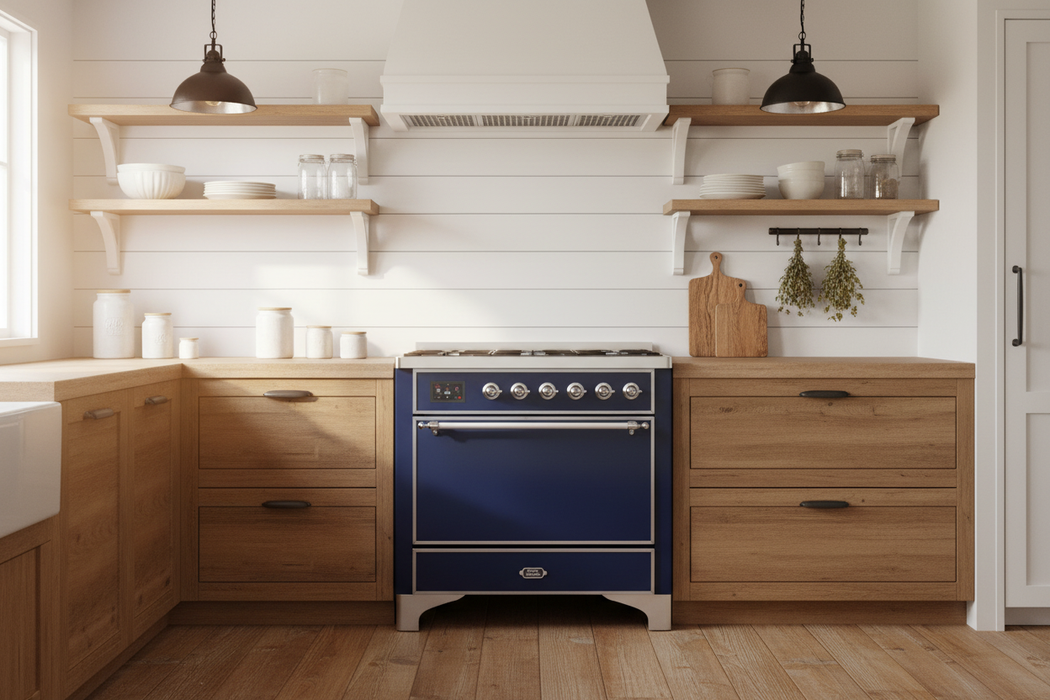 ILVE Majestic II 36" Induction Range Midnight Blue Chrome Trim UMI09QNS3MBC