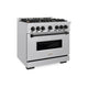ZLINE 36" Dual Fuel Range, Gas Cooktop, Electric Convection Oven Stainless Steel, Matte Black CDRZ-36-MB