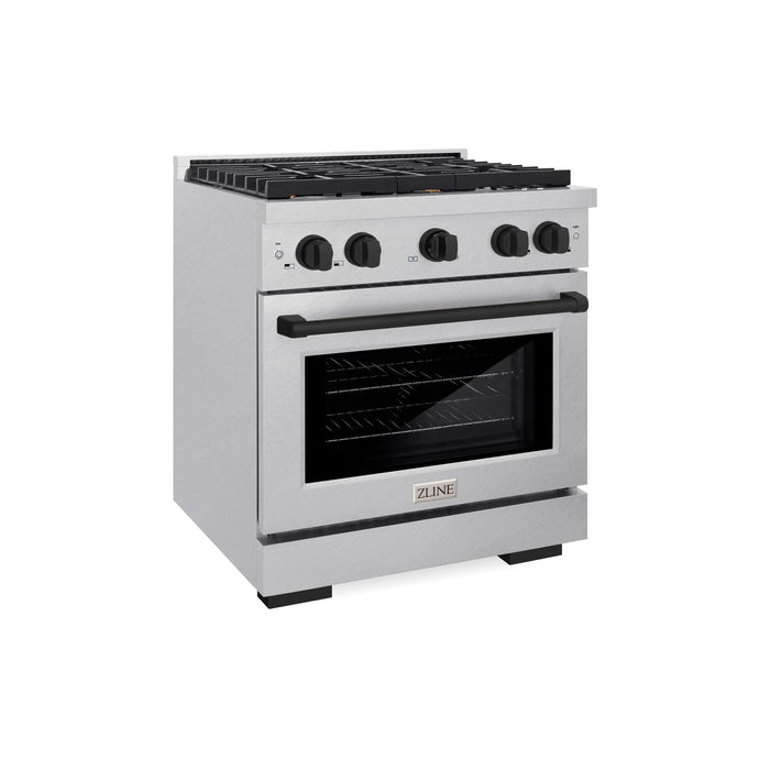 ZLINE 30"Paramount Dual Fuel Range DuraSnow® Matte Black SDRSZ-30-MB