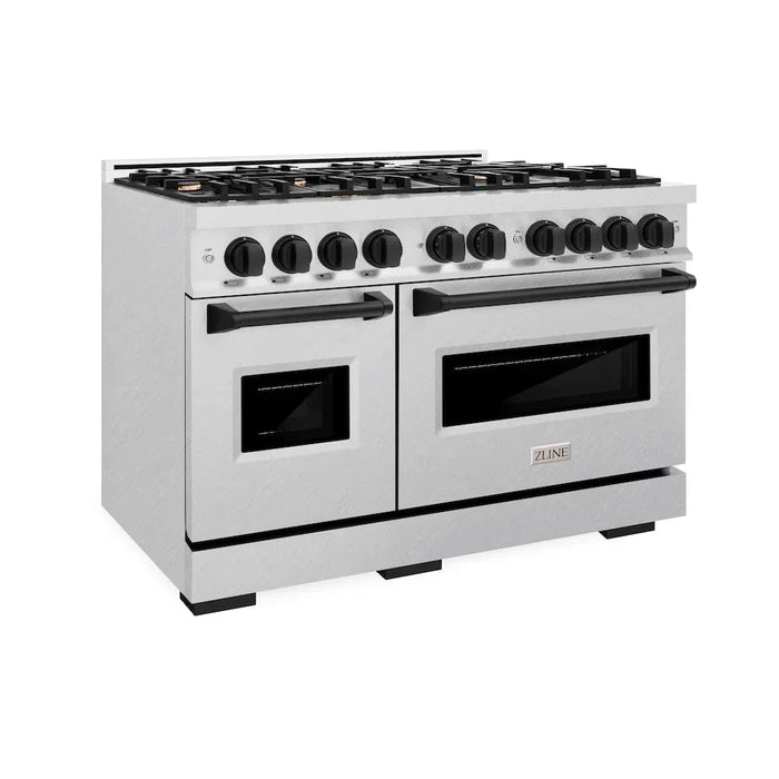 ZLINE 48"Classic Gas Range, Convection Gas Oven, DuraSnow® Stainless Steel, Matte Black CGRSZ-48-MB