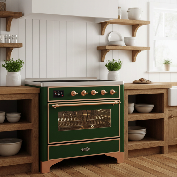 ILVE Majestic II 36" Induction Range Emerald Green Bronze Trim UMI09NS3EGP