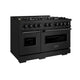 ZLINE 48" Classic Gas Range, Convection Gas Oven Black Stainless Steel Brass Burners, CGRB-BR-48