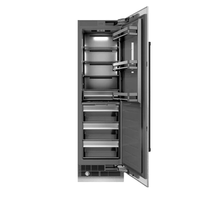 ZLINE 24" Column Refrigerator DuraSnow®Stainless Steel, Graphite Gray Interior Matte Black RCRVZ-SN-24-MB
