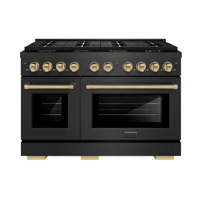 ZLINE 48" Paramount Dual Fuel Range DuoPro™ Cooktop, Electric Convection Oven, Black Satin Stainless Steel PSDRBSZ-48-CB