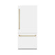 ZLINE 36" Built-In Bottom Freezer Refrigerator,Water Dispenser, Ice Maker, White Matte Champagne Bronze RBITZ-WM-36-CB