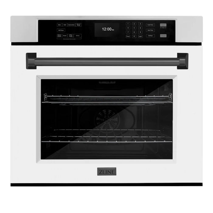 ZLINE 30" Autograph Edition Professional True Convection Single Wall Oven, Air Fry, Self Clean, White Matte, Matte Back WASZ-WM-30-MB