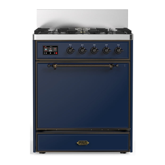ILVE Majestic III 30" Dual Fuel Range, Midnight Blue Burnished Trim UM30QNR3MBB