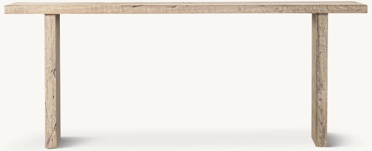 Reclaimed Oak Reeded Console Table — Farmhouse Kitchen and Bath