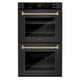 ZLINE Autograph Edition 30" Professional True Convection Double Wall Oven, Air Fry, Self Clean, Black Stainless Steel, Helix Handles WADBZ-30-KCB