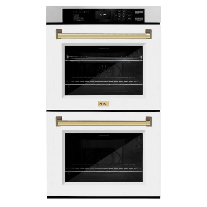 ZLINE 30"Professional True Convection Double Wall Oven, Air Fry, Self Clean, DuraSnow® Gold WADSZ-WM-30-G