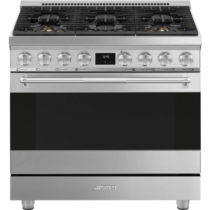 SMEG 36" Freestanding Dual Fuel Range, SPR36UGMX