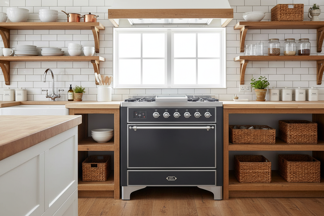 ILVE Majestic II 36" Liquid Propane Dual Fuel Range Matte Graphite Chrome Trim UM09FDQNS3MGCLP