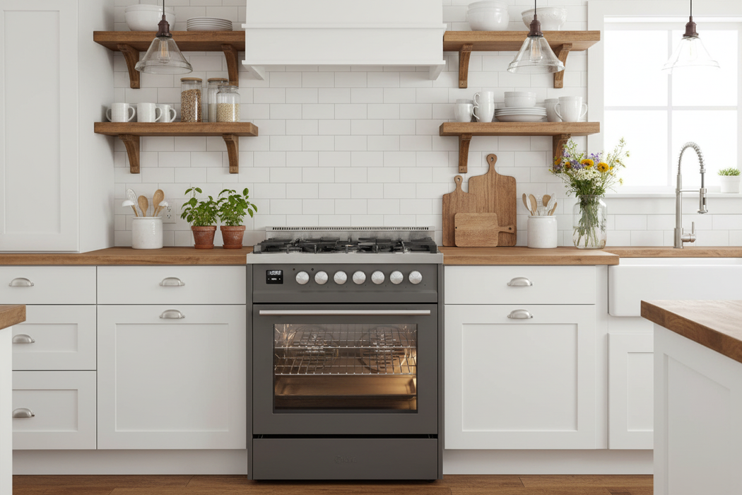 ILVE 30"Professional Plus Dual Fuel Range, Matte Graphite UP30WMPMG